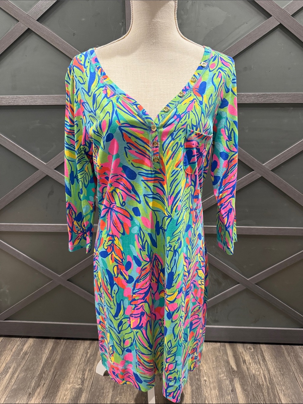 Lilly Pulitzer Neon Floral V-Neck Pima cotton dress